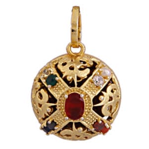 100% Original Rudraksha Wear Navratan Rhodium Gold Plated Pendant/charm