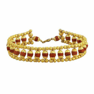 Premium Rudraksha Chain Bracelet Golden Brass Made with 100% Natural rudraksha