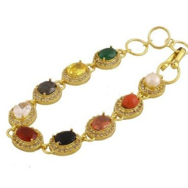 Oval Shape Navratan Premium Bracelet