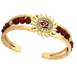 Rudraksha Gold Plated Om Cuff Kada American Bracelet