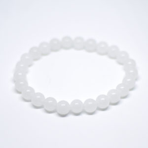 Agate White Stone Beads Elastic Bracelet