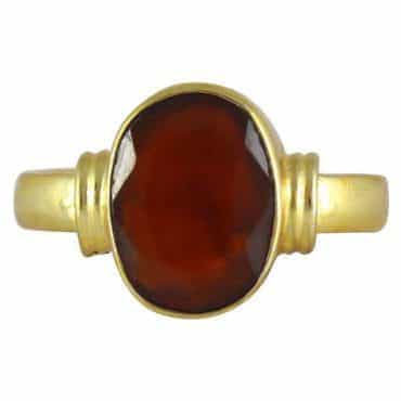 Natural & 100% Original Hessonite Garnet Ring, Panchdhatu Adjustable Gomed Stone Ring