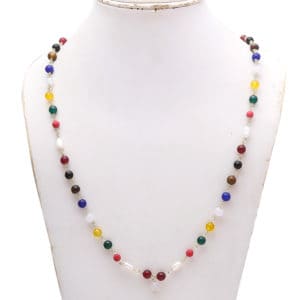 Agate Beads Multicolor Navratan Stone Mala in 6mm