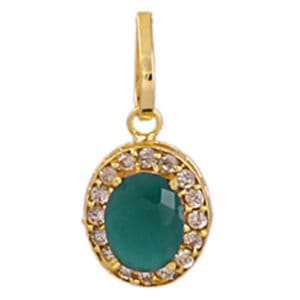 Oval Emerald Fashion Pendant Golden Color Brass Casting Synthetic stone