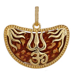 Kaju Shape 1 Face Rudraksha Ethnic Pendant Golden Brass Casting locket