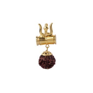 Original Rudraksha Shiv Damru Trishul Pendant, Shiv Shakti Kavach Charms Brass Metal