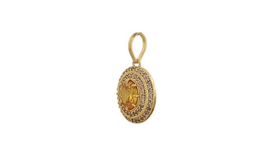 Gold Plated Synthetic Natural Yellow Sapphire ( Pukhraj ) Zircon Stone Locket Panchadhatu Pendant in 100% Original Quality Gemstone