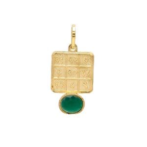 Mithun/Gemini & Kanya/Virgo Zodiac Emerald Stone Guru Rashi Pendant