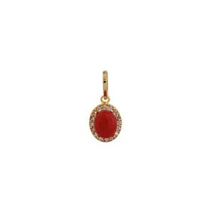 Synthetic Red coral with Cubic Zircon Pendant