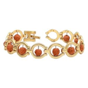 5 Face Rudraksha Bracelet for Men, Fashion Bracelet in Gold Brass