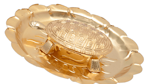 Golden Coloured Meru Plate Kachua Tortoise With Water Holding Plate