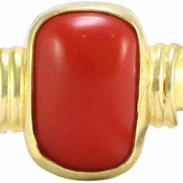 Natural, 100% Original Red Coral Stone (Munga Ring) in adjustable Panchdhatu Ring