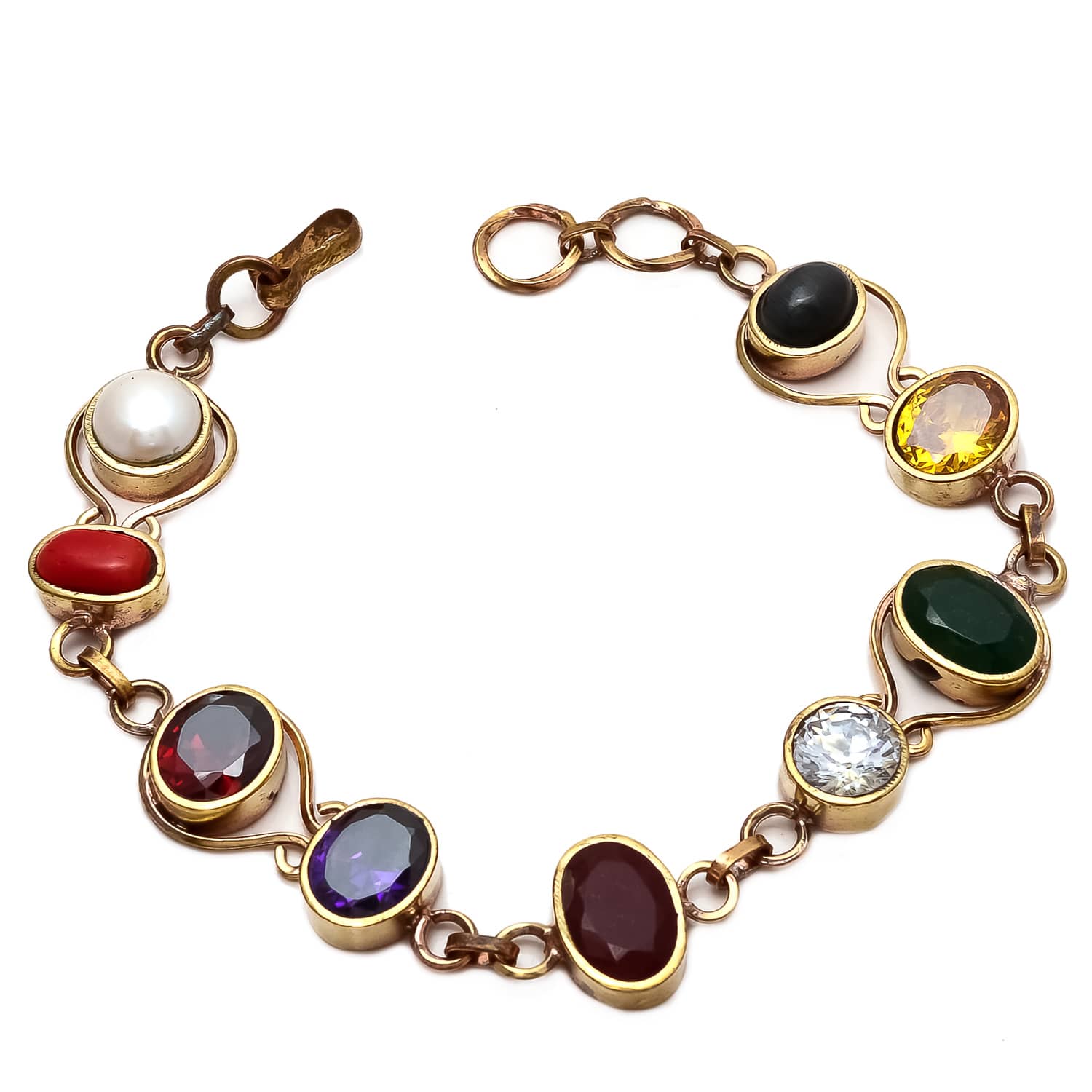 Oval Shape Navratan Premium Bracelet For Mens