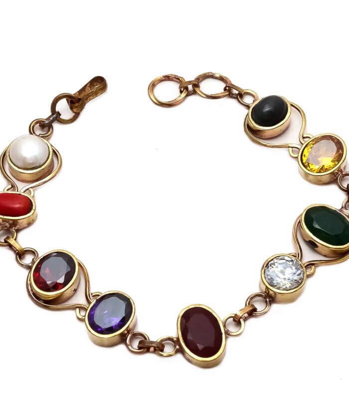 Oval Shape Navratan Premium Bracelet For Mens