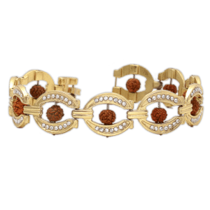 5 Mukhi Rudraksha Bracelet, made in Zircon Gold Plated Brass