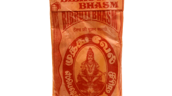 Kashi Vishwanath Vibhuti Bhasm Pouch Packing 30 Gm With Small Black Stone Lord Shiva Shivling Idol 5x6cm