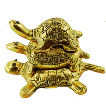 Vastu Feng Shui Triple Tortoise Turtle Family for Protection, Good Luck, Wealth and Longevity