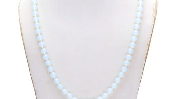 Hakik Mala Agate Haqiq akik Mala 108+1 Beads Jap Japa Mala- 6mm, Milky White