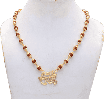 Aemorio 5 Face Natural Rudraksha Mala with Jai Shree Shyam Locket (Original Rudraksha)