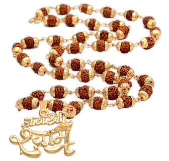 Jai Shree Shyam Pendant with 5 Face Rudraksha Mala