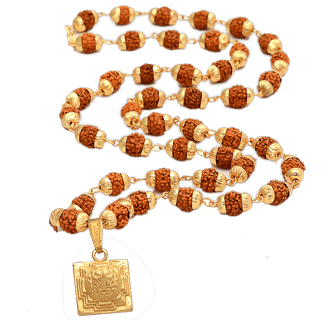 5 Face Rudraksha Mala With Shri Yantra Locket