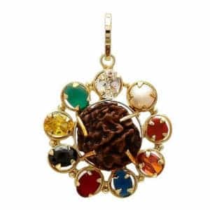 5 face Original Rudraksha Navratan Pendant Gold Rhodium Plated Fashion Locket