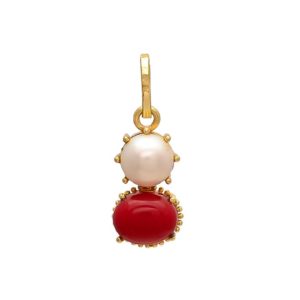Synthetic Stone Natural Pearl/Moti & Coral/Munga Pendant/Locket for Men & Women