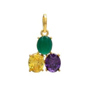 Synthetic Emerald Stone Yellow Sapphire & Blue Sapphire Pendant for Men & Women