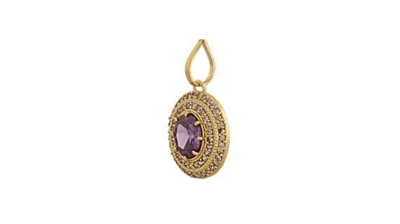 Designer Rhodium Gold Plated Purple Sapphire Pendant/Locket