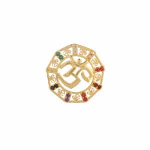 Hexagon Om Shape Navratan Stone Pendant