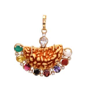 Ek Mukhi Rudraksha with Navratan Gemstones Charm