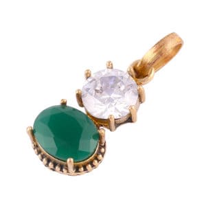 Round Zircon Oval Emerald Stone Pendant Gold Plated