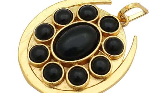 Black Shani Kavach Nazar Stone Pendant for Unisex