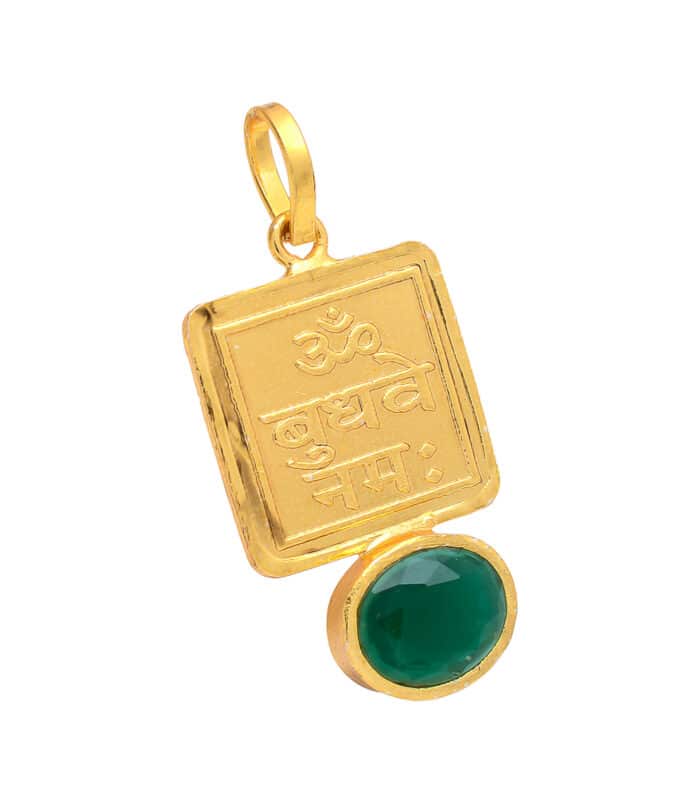 Mithun/Gemini & Kanya/Virgo Zodiac Emerald Stone Rashi Pendant