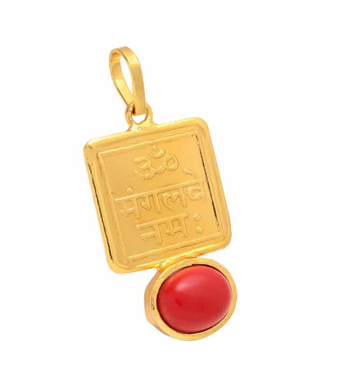 Mesh/Aries & Vrishchik/Scorpio Zodiac Coral Stone Rashi Pendant