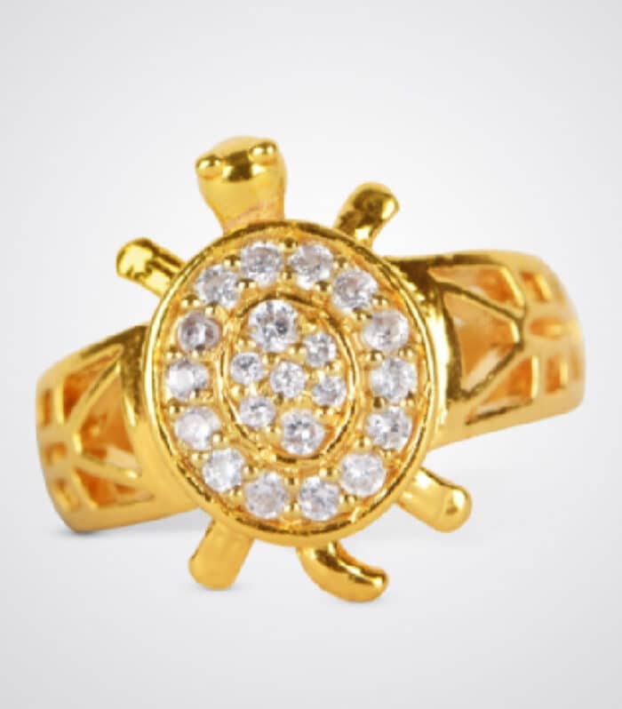 Meru Tortoise Ring/ Turtle Ring/ Kachua Ring made in Panchdhatu Adjustable Ring with studded Zircons