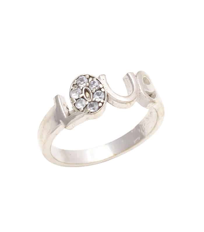 Aemorio Rhodhium Plated silver love ring