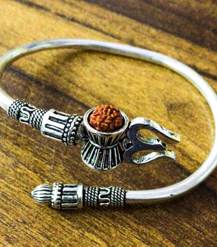 Original Rudraksha Trishul Damru Designer Kada Bracelet